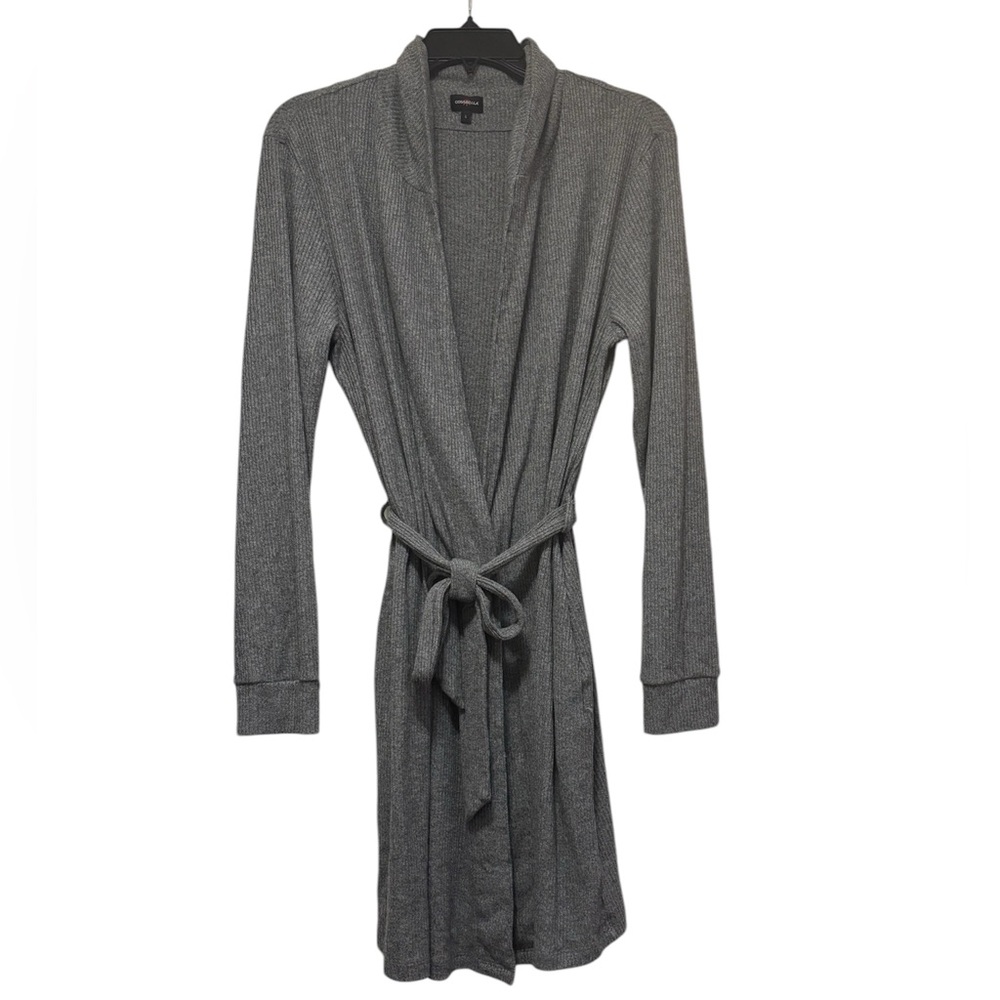 COSABELLA Gray Long Sleeved Ribbed Robe with Tie Waist